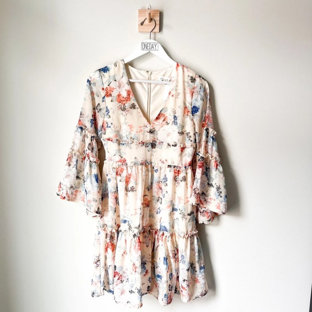 NWT Sweet Lemon Ivory Floral Print Dress Size S